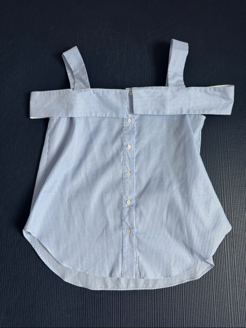 English Factory Blue & White Pinstripe Off-Shoulder Tank Top